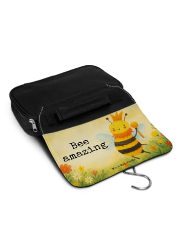 Mr. & Mrs. Panda Kulturtasche Biene König Design mit Spruch in Weiß