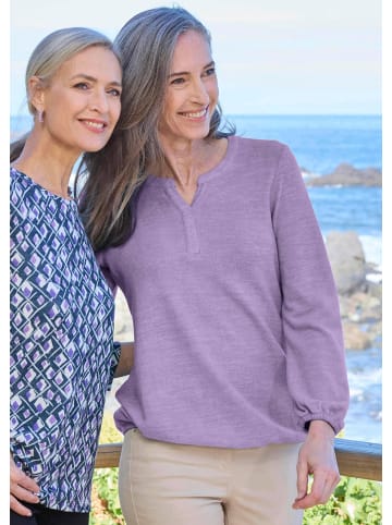 GOLDNER Jerseybluse Elegante Bluse mit Zierblende, Rundhals in flieder