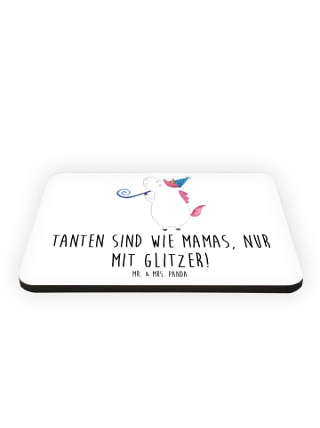 Mr. & Mrs. Panda Kühlschrankmagnet Glitzernde Tante mit Spruch in Weiß