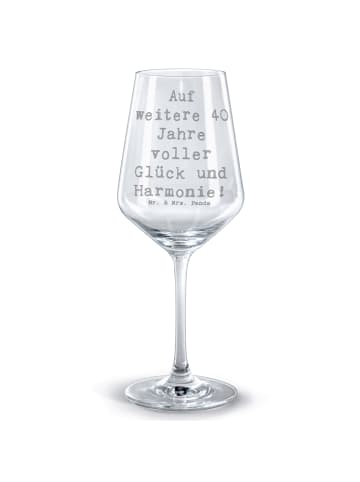 Mr. & Mrs. Panda Rotweinglas mit Gravur Spruch 40. Hochzeitstag ... in Transparent