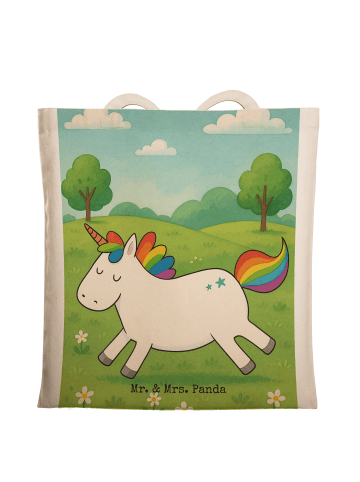 Mr. & Mrs. Panda Tasche Einhorn Happy Design ohne Spruch in Weiß