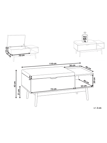 Beliani Schuhschrank BOURKE in Braun - (W) 110 x (H) 43 x (L) 46 cm