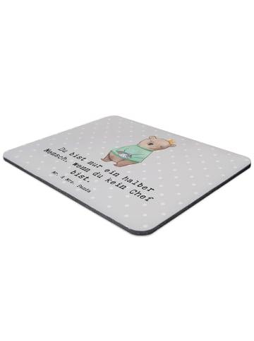 Mr. & Mrs. Panda Maus Pad Chef Herz mit Spruch in Grau Pastell