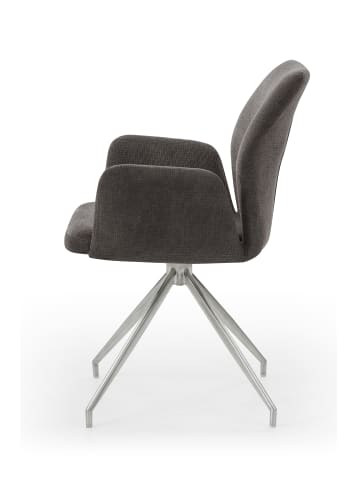 SalesFever Esszimmerstuhl 180° drehbar mit Armlehnen und Edelstahlgestell in Dunkelgrau