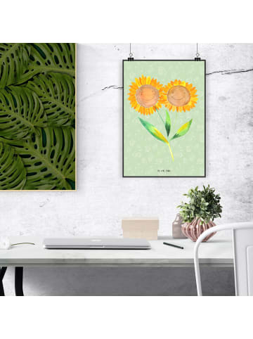 Mr. & Mrs. Panda Poster Blume Sonnenblume ohne Spruch in Blattgrün