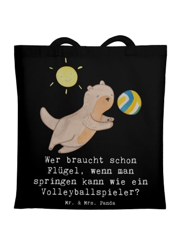 Mr. & Mrs. Panda Umhängetasche Volleyball Sprung mit Spruch in Schwarz