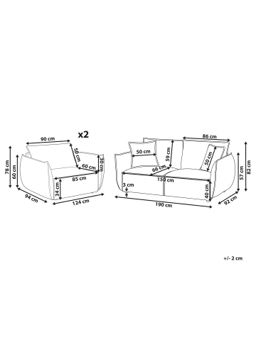Beliani 3-tlg Sitzgruppe KUNES in Beige