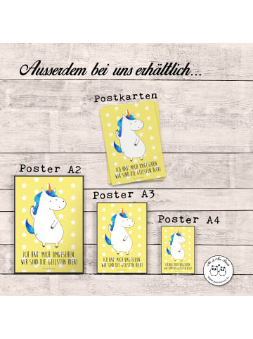 Mr. & Mrs. Panda Poster Einhorn Mann mit Spruch in Gelb Pastell