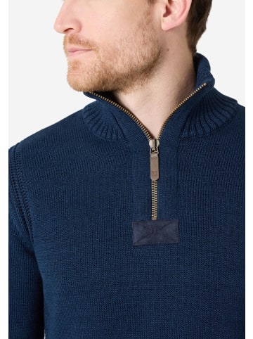 Timezone Hochwertiger Strickpullover mit Reißverschluss-Details in Blau