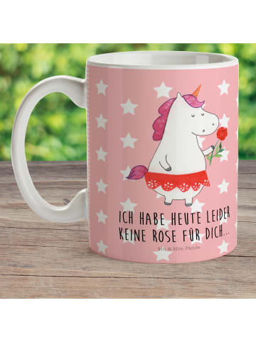 Mr. & Mrs. Panda Tasse Einhorn Dame mit Spruch in Rot Pastell