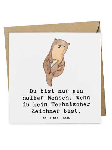 Mr. & Mrs. Panda Deluxe Karte Technischer Zeichner Herz mit Spruch in Weiß