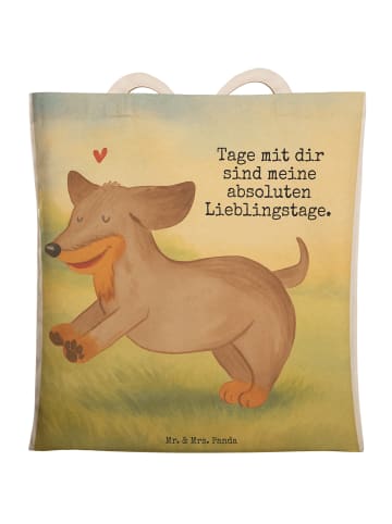 Mr. & Mrs. Panda Henkeltasche Hund Dackel Design mit Spruch in Weiß