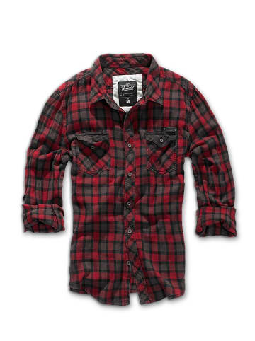 Brandit Hemd "Duncan Check Shirt Long Sleeve" in Rot