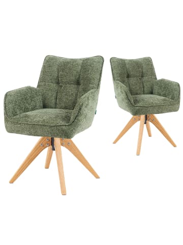 DUBI Möbel 2er-Set: Drehstuhl Mika-Theo in Grün - (B)59 x (H)84 x  (T)66 cm