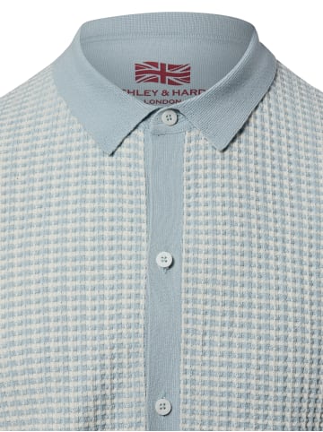 Finshley & Harding London Strick-Poloshirt in hellblau weiß