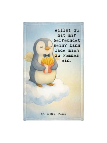 Mr. & Mrs. Panda Handtuch Pinguin Engel Pommes Design mit Spruch in Weiß