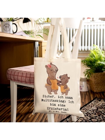 Mr. & Mrs. Panda Tote Bag Erzieherin Multitasking mit Spruch in Creme