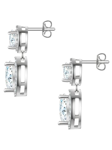 Yokoamii Ohrringe Herz aus Messing mit Zirkonia in silber