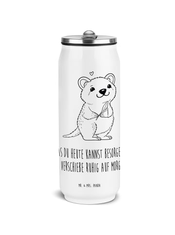 Mr. & Mrs. Panda Wasserflasche Quokka Happy mit Spruch in Weiß