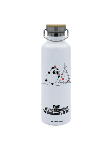 Mr. & Mrs. Panda Wasserflasche Panda Weihnachtszeit mit Spruch in Weiß