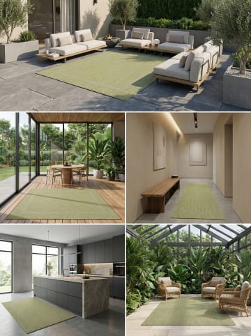 KADIMA DESIGN Teppich Outdoor Waschbar Einfarbig ALSTER Strapazierfähig OEKO-TEX in Grün