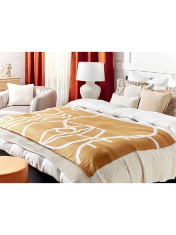 Beliani Kuscheldecke PALHI in Orange/Weiß - (W) 130 x (H) 0.3 x (L) 170 cm