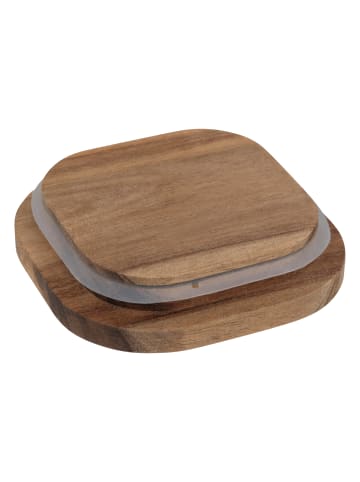 5five Simply Smart Glasbehälter HERMET mit Holzdeckel, 400 ml in Braun, 11 x 11 x 7,4 cm
