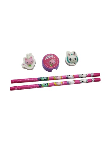 Gabby's Dollhouse Schreibwaren Set 5 teilig 2 Bleistifte 2 Radiergummis Anspitzer