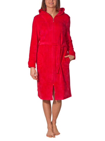 Aquarti Aquarti Damen Bademantel mit Reißverschluss Lang in rot