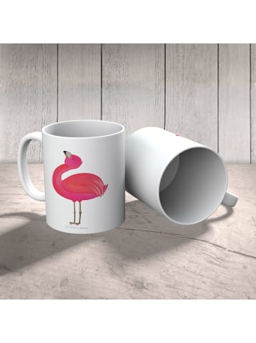 Mr. & Mrs. Panda Kunststoffbecher Flamingo Stolz ohne Spruch in Weiß