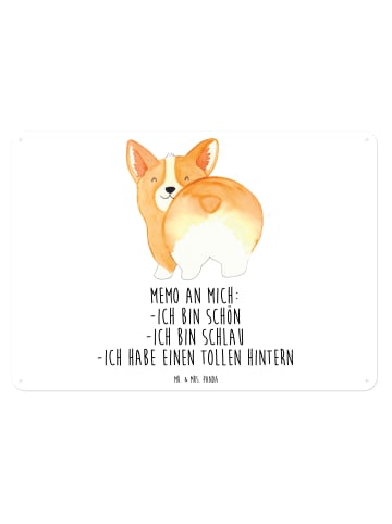 Mr. & Mrs. Panda Wandbild Corgi Po mit Spruch in Weiß