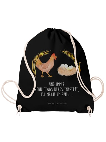 Mr. & Mrs. Panda Drawstring Bag Huhn Stolz mit Spruch in Schwarz