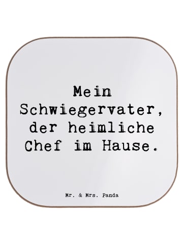 Mr. & Mrs. Panda Untersetzer Schwiegervater Chef mit Spruch in Weiß