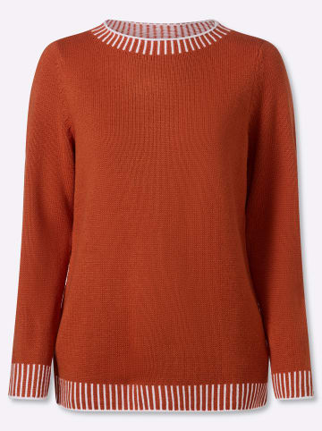 Sieh an! Rundhals-Pullover in rostrot