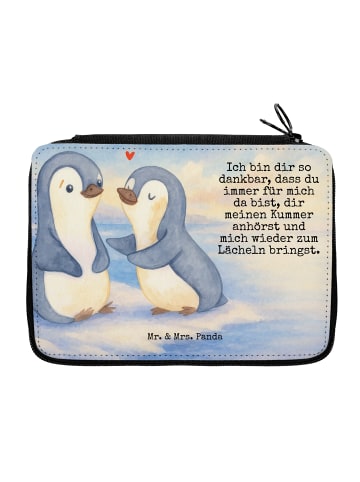 Mr. & Mrs. Panda Federtasche Pinguine trösten Design mit Spruch in Weiß