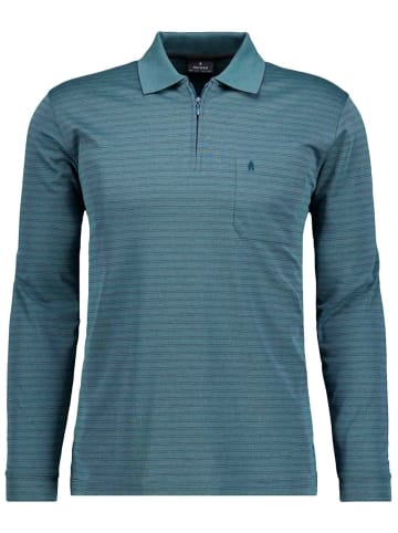 Ragman Fineliner-Poloshirt mit Reissverschluss, Langarm in Grün