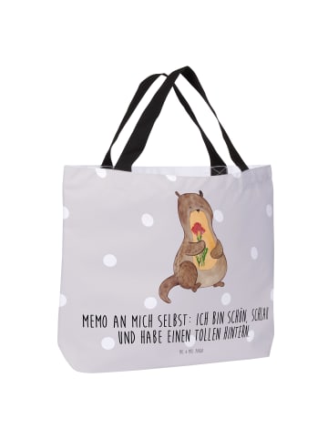Mr. & Mrs. Panda Schultasche Otter Blumenstrauß mit Spruch in Grau Pastell