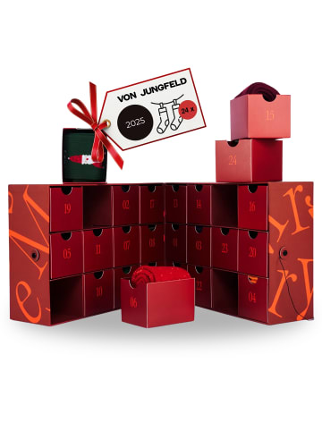 von Jungfeld Adventskalender Weihnachtskalender mit Socken in mehrfarbig