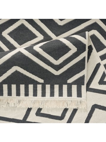 KADIMA DESIGN Waschbarer Teppich waschmaschinenwaschbar Diamantstreifen wendbar in Anthrazit