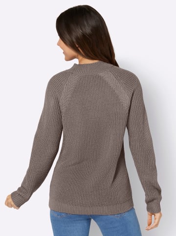 Sieh an! Stehkragenpullover in taupe
