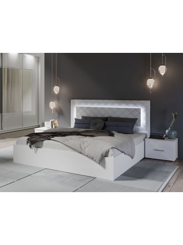 Feldmann-Wohnen Doppelbett mit Nachtkonsolen Panarea weiß Hochglanz 278 / 206 / 100cm