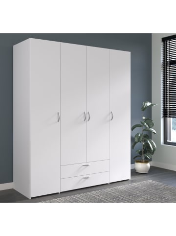 Parisot Kleiderschrank weiß 160 cm 4-türig, Drehtürenschrank