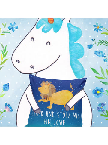 Mr. & Mrs. Panda deko kissen Sternzeichen Löwe mit Spruch in Sternenhimmel Blau