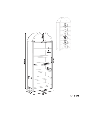 Beliani Schuhschrank LAMBINA in Braun - (W) 75 x (H) 180 x (L) 35 cm