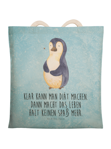 Mr. & Mrs. Panda Umhängetasche Pinguin Diät mit Spruch in Eisblau