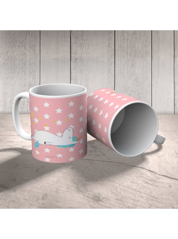Mr. & Mrs. Panda Kaffeebecher Einhorn Sternenhimmel ohne Spruch in Rot Pastell