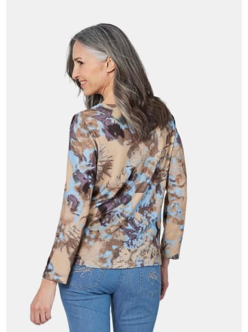 GOLDNER Kurzgröße:  Sweatshirt mit Druck in beige / gemustert