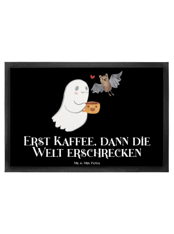 Mr. & Mrs. Panda Fußmatte Gespenst Kaffee mit Spruch in Schwarz