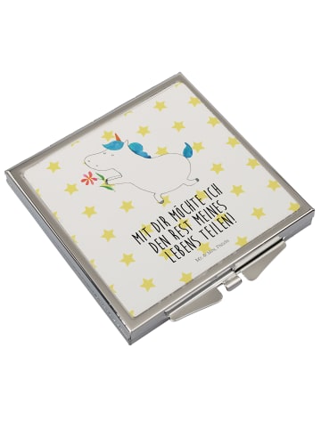 Mr. & Mrs. Panda Handspiegel Einhorn Blume mit Spruch in Weiß