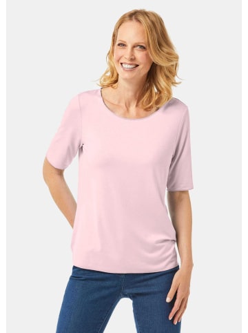 GOLDNER Kurzgröße: Halbarmshirt mit tonaler Zierkante in rosa